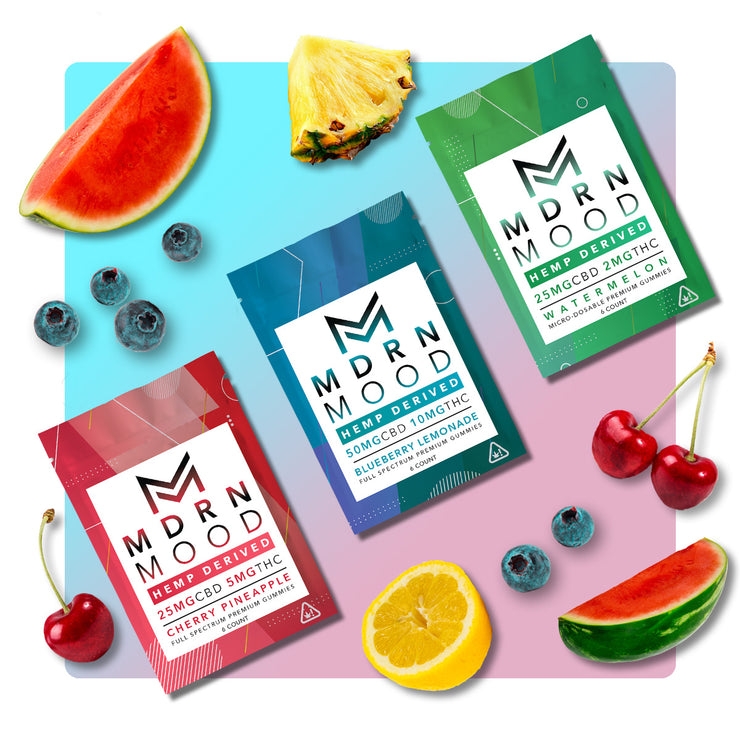 All Mylar product packaging in Modern Mood collection