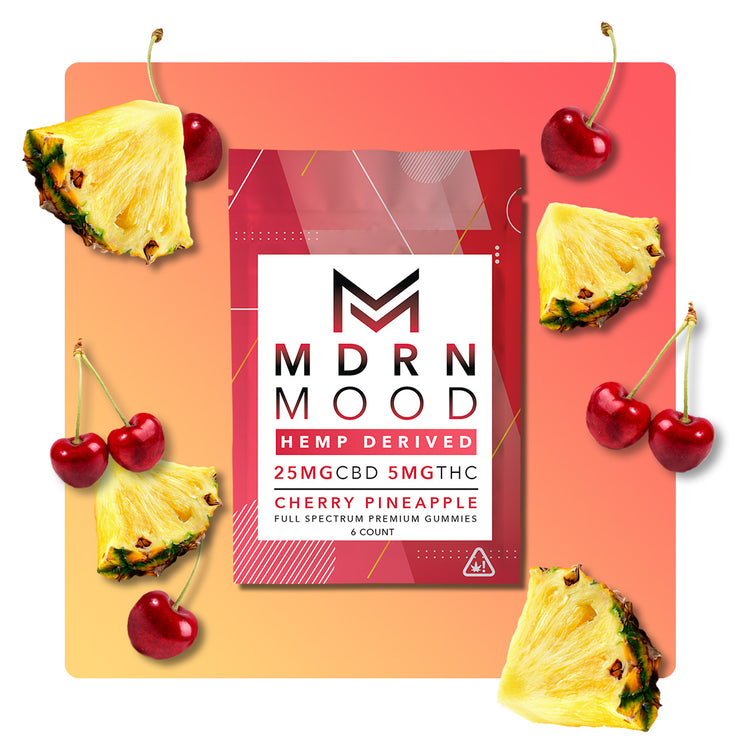 MDRN MOOD Cherry Pineapple Gummies - 25mg CBD / 5mg THC (6ct)